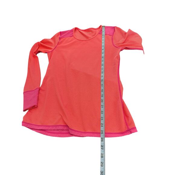 Saucony Pink Purple Striped Long Sleeve Cuffins Workout Running Shirt - Picture 15 of 15